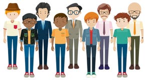 Caractère simple de mâle dans différents costumes illustration stock Caractère simple de mâle dans différents costumes illustration stock