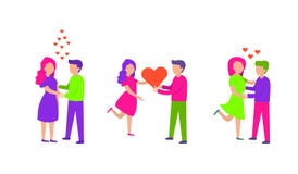 Caractères pour le festin de la Saint-Valentin de saint D'isolement sur le fond blanc Ensemble de vecteur d'un homme et d'une fem illustration libre de droits Caractères pour le festin de la Saint-Valentin de saint D'isolement sur le fond blanc Ensemble de vecteur d'un homme et d'une fem illustration libre de droits