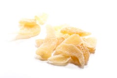 Caramella secca dello zenzero su fondo bianco fotografie stock Caramella secca dello zenzero su fondo bianco fotografie stock