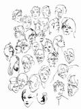 Caras diferentes e similares ilustração royalty free Caras diferentes e similares ilustração royalty free