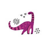 Carattere disegnato a mano piano di colore della ragazza di Dino Dinosauro porpora sveglio Concetto di potere della ragazza Schiz royalty illustrazione gratis Carattere disegnato a mano piano di colore della ragazza di Dino Dinosauro porpora sveglio Concetto di potere della ragazza Schiz royalty illustrazione gratis