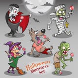Caratteri dei mostri di Halloween con le caramelle royalty illustrazione gratis Caratteri dei mostri di Halloween con le caramelle royalty illustrazione gratis