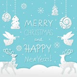 Christmas and New Year card with holiday symbols vector illustration Christmas and New Year card with holiday symbols vector illustration