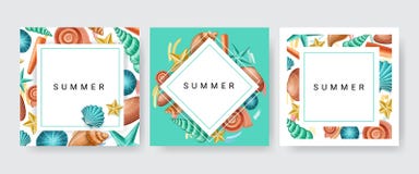 Card frame collection set with shell and starfish Stock Photography Card frame collection set with shell and starfish Stock Photography