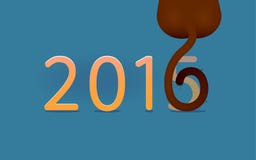 Card with Monkey for New Year 2016. Fun New Year greeting card with Monkey's tail as number 6 for year 2016 royalty free illustration Card with Monkey for New Year 2016. Fun New Year greeting card with Monkey's tail as number 6 for year 2016 royalty free illustration