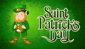 Card for St. Patricks Day with leprechaun in a suit. Happy Saint Patricks Day stock illustration Card for St. Patricks Day with leprechaun in a suit. Happy Saint Patricks Day stock illustration