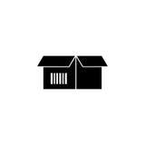 Cardboard Box with Bar Code Flat Vector Icon stock illustration Cardboard Box with Bar Code Flat Vector Icon stock illustration