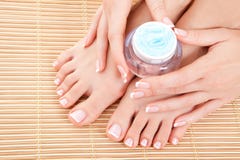 Care For Woman Legs, Hands And Nails Royalty Free Stock Photo