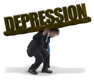 A carga levando do homem triste da DEPRESSÃO gosta do peso pesado da rocha imagem de stock royalty free A carga levando do homem triste da DEPRESSÃO gosta do peso pesado da rocha imagem de stock royalty free