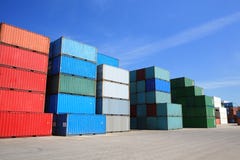 Cargo Freight Containers Stack In Harbor Stock Photo Cargo Freight Containers Stack In Harbor Stock Photo