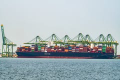 Cargo operations on a container ship in China stock photography Cargo operations on a container ship in China stock photography