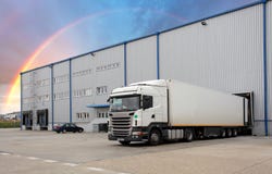 Cargo Transportation - Truck in the warehouse Stock Image Cargo Transportation - Truck in the warehouse Stock Image