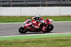 Carlos Checa #7 su Ducati Panigale 1199 R Team Ducati Alstare Superbike WSBK fotografia stock Carlos Checa #7 su Ducati Panigale 1199 R Team Ducati Alstare Superbike WSBK fotografia stock