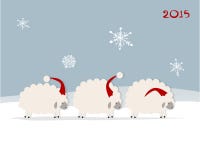 Carneiros engraçados Santa, símbolo do ano novo 2015 ilustração royalty free Carneiros engraçados Santa, símbolo do ano novo 2015 ilustração royalty free