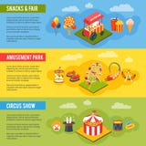 Carnival circus concept flat banners set stock illustration Carnival circus concept flat banners set stock illustration