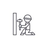 Carpenter with hammer linear icon concept. Carpenter with hammer line vector sign, symbol, illustration. royalty free illustration Carpenter with hammer linear icon concept. Carpenter with hammer line vector sign, symbol, illustration. royalty free illustration