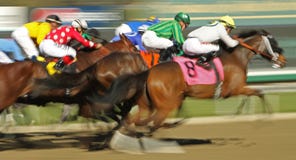 Carrera de caballos de falta de definición de movimiento imágenes de archivo libres de regalías Carrera de caballos de falta de definición de movimiento imágenes de archivo libres de regalías
