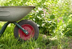 Carriola nel giardino Immagine Stock Libera da Diritti Carriola nel giardino Immagine Stock Libera da Diritti