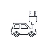 Carro bonde, cabo da tomada, linha fina ícone da ecologia Símbolo linear do vetor ilustração do vetor Carro bonde, cabo da tomada, linha fina ícone da ecologia Símbolo linear do vetor ilustração do vetor
