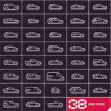 Cars line icons set, different vector car types linear silhouettes royalty free illustration Cars line icons set, different vector car types linear silhouettes royalty free illustration