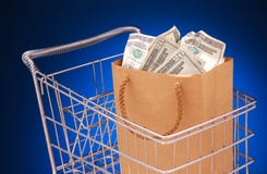 Cart with money bag royalty free stock photos Cart with money bag royalty free stock photos