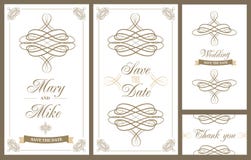 Carta d'annata dell'invito di nozze con gli elementi decorativi floreali ed antichi illustrazione di stock Carta d'annata dell'invito di nozze con gli elementi decorativi floreali ed antichi illustrazione di stock