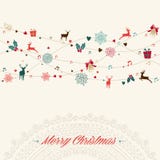 Carta d'annata della ghirlanda di Buon Natale royalty illustrazione gratis Carta d'annata della ghirlanda di Buon Natale royalty illustrazione gratis