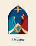 Carta del taglio della carta di Natale per la celebrazione cristiana illustrazione di stock Carta del taglio della carta di Natale per la celebrazione cristiana illustrazione di stock