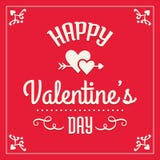 Carta felice di giorno di biglietti di S. Valentino in rosso e crema royalty illustrazione gratis Carta felice di giorno di biglietti di S. Valentino in rosso e crema royalty illustrazione gratis