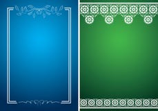Cartas azules y verdes con los marcos florales blancos ilustración del vector Cartas azules y verdes con los marcos florales blancos ilustración del vector
