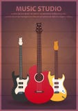 Cartaz com instrumentos musicais Estúdio da música Guitarra Projeto liso Fotos de Stock Cartaz com instrumentos musicais Estúdio da música Guitarra Projeto liso Fotos de Stock