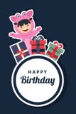 Carte d'anniversaire avec des enfants chez le costume animal Images libres de droits Carte d'anniversaire avec des enfants chez le costume animal Images libres de droits