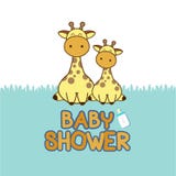 Carte d'invitation de fête de naissance Bande dessinée de girafe de bébé illustration stock Carte d'invitation de fête de naissance Bande dessinée de girafe de bébé illustration stock