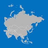 Carte de Grey Asia avec des pays et des capitales sur le dos de bleu illustration libre de droits Carte de Grey Asia avec des pays et des capitales sur le dos de bleu illustration libre de droits