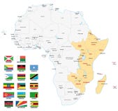 Carte de l'Afrique de l'Est avec des drapeaux illustration de vecteur Carte de l'Afrique de l'Est avec des drapeaux illustration de vecteur