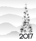 Carte de Noël avec l'arbre de sapin en 2017 Photo libre de droits Carte de Noël avec l'arbre de sapin en 2017 Photo libre de droits