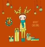 Carte de Noël mignonne dans le vecteur illustration de vecteur Carte de Noël mignonne dans le vecteur illustration de vecteur