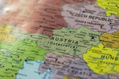 Carte de plan rapproché de l'Autriche dans la scène géopolitique de l'Europe images libres de droits Carte de plan rapproché de l'Autriche dans la scène géopolitique de l'Europe images libres de droits