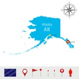 Carte de vecteur de l'Alaska d'isolement sur le fond blanc Haute silhouette détaillée d'état de l'Alaska Drapeau officiel de l'Al illustration stock Carte de vecteur de l'Alaska d'isolement sur le fond blanc Haute silhouette détaillée d'état de l'Alaska Drapeau officiel de l'Al illustration stock