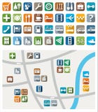 Carte de ville, icônes de couleur, service, services urbains illustration libre de droits Carte de ville, icônes de couleur, service, services urbains illustration libre de droits