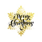 Carte de voeux de flocon de neige de scintillement d'or de Joyeux Noël illustration stock Carte de voeux de flocon de neige de scintillement d'or de Joyeux Noël illustration stock