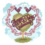 Carte de voeux heureuse de jour de Valentines Carte d'amour d'oiseau Rétro type illustration libre de droits Carte de voeux heureuse de jour de Valentines Carte d'amour d'oiseau Rétro type illustration libre de droits