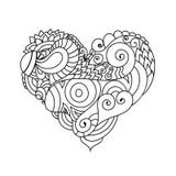 Carte de voeux ornementale du ` s de StValentine avec le croquis coloré de coeur de griffonnage de zentangle Coeur onduleux triba Images stock Carte de voeux ornementale du ` s de StValentine avec le croquis coloré de coeur de griffonnage de zentangle Coeur onduleux triba Images stock