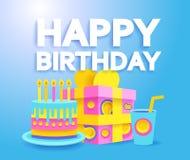 Carte de voeux ou affiche de joyeux anniversaire Style moderne de Papercut illustration de vecteur Carte de voeux ou affiche de joyeux anniversaire Style moderne de Papercut illustration de vecteur