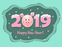 Carte de voeux pour 2019 An neuf heureux Illustration de vecteur illustration stock Carte de voeux pour 2019 An neuf heureux Illustration de vecteur illustration stock