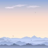 Carte de voeux de vecteur avec le paysage de montagne illustration stock Carte de voeux de vecteur avec le paysage de montagne illustration stock