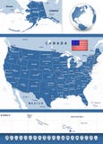 Carte des Etats-Unis avec des icônes de navigation Photos stock Carte des Etats-Unis avec des icônes de navigation Photos stock