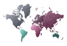 Carte du monde bas poly continents supplémentaires de style illustration de vecteur Carte du monde bas poly continents supplémentaires de style illustration de vecteur