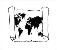 Carte du monde sur le vieux papyrus illustration de vecteur Carte du monde sur le vieux papyrus illustration de vecteur