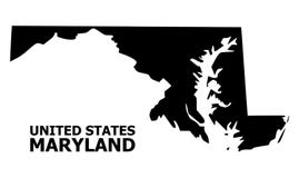 Carte plate de vecteur d'état du Maryland avec la légende illustration stock Carte plate de vecteur d'état du Maryland avec la légende illustration stock